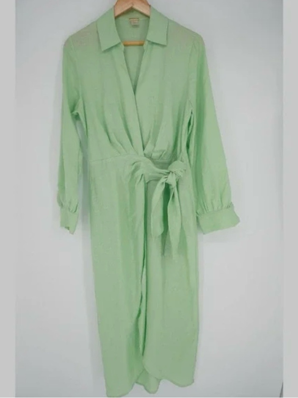 Magaschoni 100% Linen Wrap Maxi Dress in Green Size 8 - Picture 2 of 6